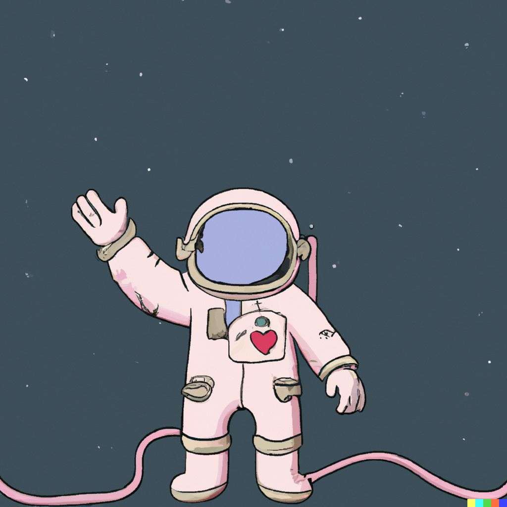 an astronaut, greeting card illustration